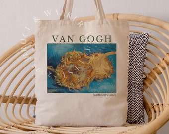 Van Gogh Tote Bag, Sonnenblumen Tragetasche, Einkaufstasche Van Gogh, Kunst Liebhaber Geschenk, Canvas Tragetasche, Markttasche, Schultertasche, Artsy Tragetasche