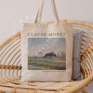 Monet Tote Bag, Tulip Fields at Sassenheim Tote Bag, Tote Bag Monet, Art Lover Gift, Canvas Tote Bag, Market Bag, Shoulder Bag, Artsy Tote
