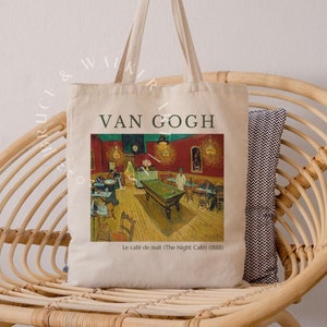 Vincent Van Gogh Tote Bag, The Night Cafe Tote, Tragetasche Van Gogh, Kunstliebhaber Geschenk, Canvas-Einkaufstasche, Markttasche, Schultertasche, Artsy Tasche