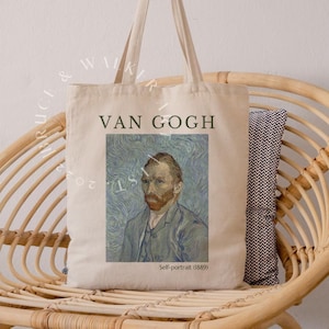 Van Gogh Tragetasche, Selbstporträt Tragetasche, Tragetasche Van Gogh, Kunst Liebhaber Geschenk, Canvas Tragetasche, Markttasche, Schultertasche, Kunst Museum Tote