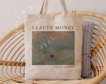 Monet Tote Bag, Impression, Sunrise Tote Bag, Tote Bag Claude Monet, Art Lover Gift, Canvas Tote Bag, Market Bag, Shoulder Bag, Art Tote Bag