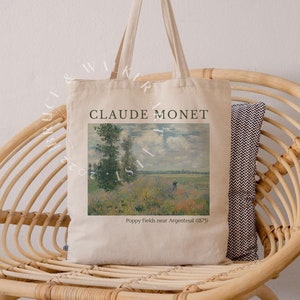 Monet Tote Bag, Poppy Fields near Argenteuil Tote Bag, Tote Bag Monet, Art Lover Gift, Canvas Tote Bag, Market Bag, Shoulder Bag, Artsy Tote