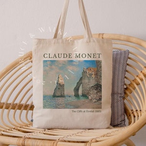 Monet Tote Bag, The Cliffs at Etretat Tote Bag, Tote Bag Monet, Art Lover Gift, Canvas Tote Bag, Market Bag, Shoulder Bag, Artsy