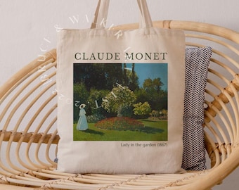 Bolso de mano Monet, Bolso de mano de dama en el jardín, Bolso de mano Monet, Regalo amante del arte, Bolso de mano de lona, Bolsa de mercado, Bolso de hombro, Bolso de mano artístico