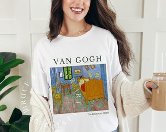Camisa Van Gogh, El dormitorio Camisa Van Gogh Pintura de girasoles estética vintage, Camisa renacentista de Van Gogh, Camisas de arte, Regalos de artistas