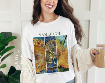Van Gogh Shirt, Van Gogh Shirt Vintage Aesthetic Sunflowers Painting, Van Gogh Renaissance Shirt, Art Shirts, Artist gifts Sunflowers