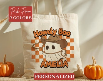 Personalized Halloween Bag, Trick Or Treat Tote Bag, Custom Name Halloween Tote Bag, Halloween Bags, Kids Halloween Tote Bag, Ghosts Tote