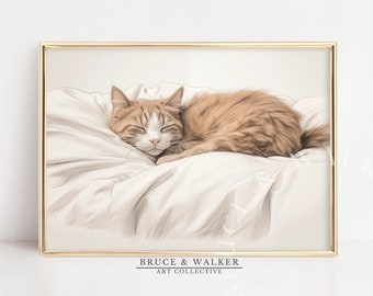 Dibujo de gato Ragdoll I Arte de pared imprimible de gato I Gato ragdoll durmiendo / Arte de gato Ragdoll / Gato imprimible / Arte de pared de gato / DESCARGA DIGITAL