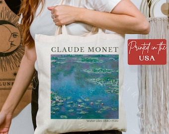 Monet Tote Bag, Water Lilies Tote Bag, Tote Bag Monet, Art Lover Gift, Canvas Tote Bag, Market Bag, Shoulder Bag, Artsy Tote Bag, Tote