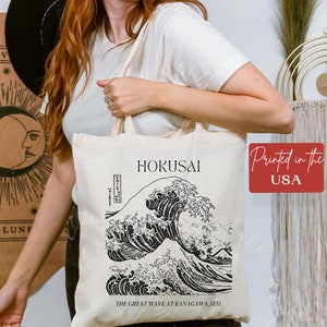 Hokusai Tote Bag, Great Wave Tote Bag, Tote Bag Great Wave at Kanagawa, Art Gift, Canvas Tote Bag, Market Bag, Shoulder Bag, Artsy Tote Bag