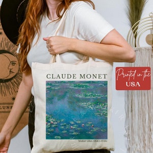 Monet Tote Bag, Water Lilies Tote Bag, Tote Bag Monet, Art Lover Gift, Canvas Tote Bag, Market Bag, Shoulder Bag, Artsy Tote Bag, Tote