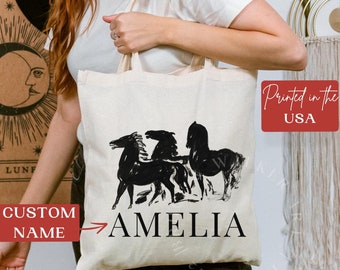 Personalized Horse Tote bag, Horse Tote Bag, Horse Lover Gift, Equestrian Gift, Equestrian Tote Bag, Personalized Tote Bag