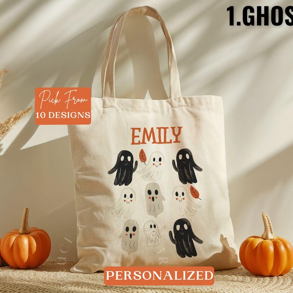 Süßes oder Saures Tasche, personalisierte Süßes oder Saures Tasche, Name Halloween Tasche, Halloween Taschen, Kinder Halloween Tragetasche, Geister Tote