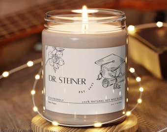 Doktoranden-Abschlussgeschenk, Doktoranden-Abschlussfeier, Doktoranden-Modernes Kerzen-Geschenk, personalisiertes Geschenk für Doktorand