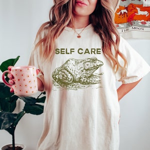 Funny Frog Shirt, Self Care Frog Shirt, Retro Vintage Self Care Shirt, Comfort Color Shirt
