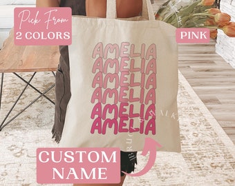 Personalized Name Bag Custom Name Tote Bag, Personalized School Supplies Bag, Canvas Tote, Canvas Bag Name, Mother gifts
