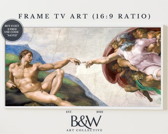 Samsung Frame TV Art | Vintage Christian & Jesus Art Michelangelo | Die Erschaffung Adams 1508-1512 | Berühmte Kunst | DIGITAL TV8