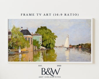 Samsung Rahmen TV Kunst | Vintage Boot Landschaft Monet | Haus an der Acheterzaan 1871 | Berühmte Kunst | DIGITAL TV5