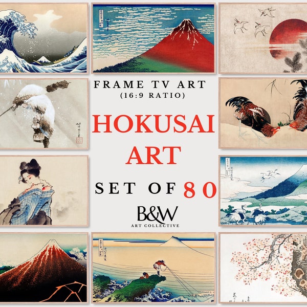 Lot de 80 oeuvres d'art pour téléviseur Samsung Frame | art japonais vintage | 80 fichiers inclus ! | Peintures Hokusai | uvres d'art pour la télévision The Frame | TÉLÉCHARGEMENT NUMÉRIQUE TVS13