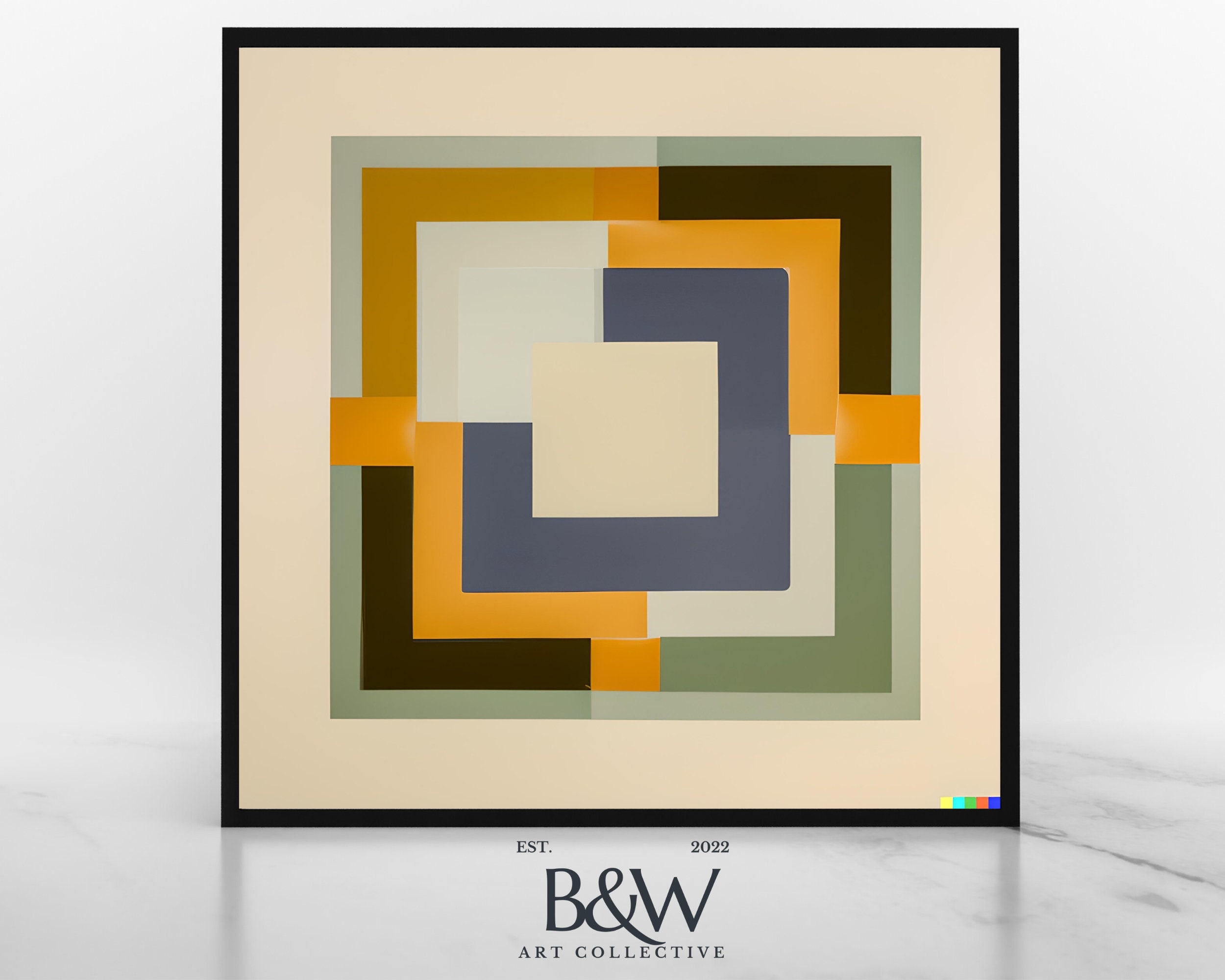 Vintage Yellow Minimalist Painting Square Abstract Art Etsy