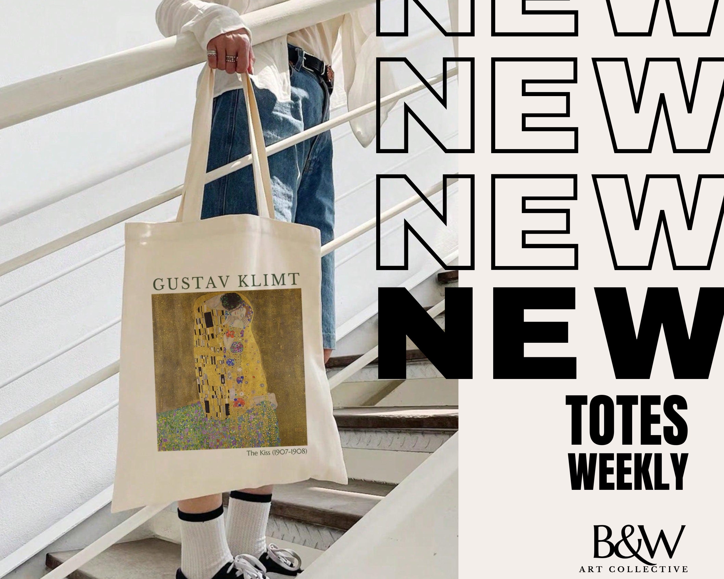 CafePress Gustav Klimt The Kiss Tote Bag - Natural Canvas Reusable Shopping Bag, Two Sizes Available - View #5