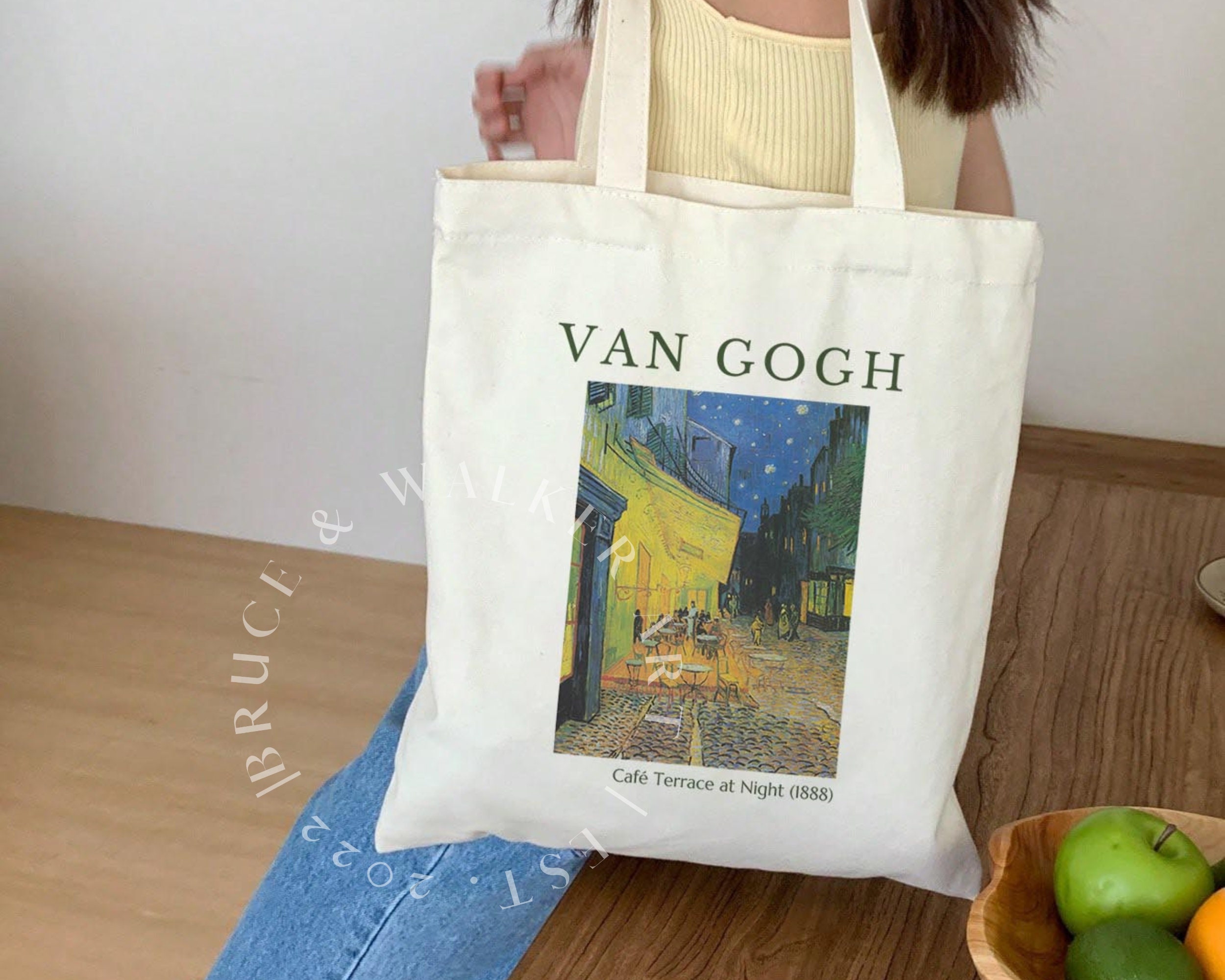 Van Gogh Tasche 'Kaffee-Terrasse' Aus Baumwolle – Beidseitig Bedruckt, Mit Reißverschluss, 20x15 Cm