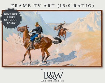 Samsung Frame TV Art | Vintage Westerns & Cowboys Kunst | Frederic Remington Western Gemälde | Vintage Dekor | Berühmtes Kunstpferd| DIGITAL TV29