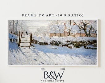 Samsung Frame TV Art | Vintage Weihnachtslandschaft Monet | Die Elster 1868-1869 | Berühmte Kunst | DIGITAL TV2