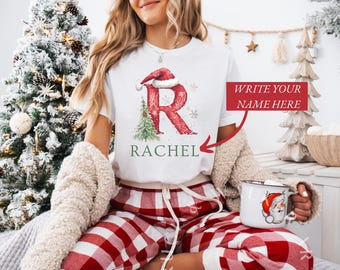 Family Christmas Shirt, Christmas Name Custom Shirt, Funny Family Xmas Pjs, Christmas Custom Letter Shirt, Personalized Christmas Family Tee