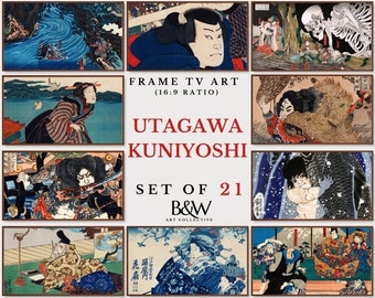 Samsung Frame TV Art Set of 21 | Vintage Japanese Art | 21 Files Included! | Kuniyoshi Paintings | The Frame tv Art | DIGITAL DOWNLOAD TVS14