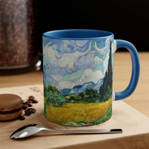 Vincent Van Gogh Mug, Wheat Field with Cypresses Mug, Mug for art lovers, Accent Coffee Mug, 11oz