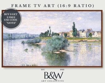 Samsung Rahmen TV Kunst | Vintage Strand Landschaft Monet | Die Seine bei Lavacourt 1880 | Berühmte Kunst | DIGITAL TV6