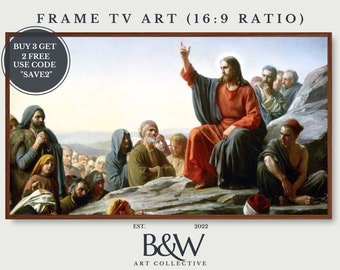Samsung Rahmen TV Kunst | Vintage Christ & Jesus Art Bloch | Bergpredigt | Berühmte Kunst | DIGITAL TV12