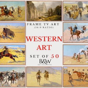 Samsung Frame TV Art Set of 50 | Vintage Westerns & Cowboys Art | 50 Files Included! | Famous Art | The Frame tv Art | DIGITAL DOWNLOAD TVS3