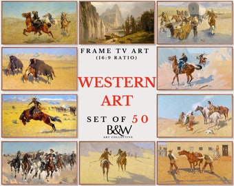 Samsung Frame TV Art Set of 50 | Vintage Westerns & Cowboys Art | 50 Files Included! | Famous Art | The Frame tv Art | DIGITAL DOWNLOAD TVS3