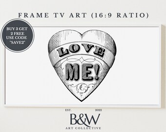 Valentines Frame TV art | Samsung Frame TV Art | Valentines day decor | Valentines day frame tv art | Love me | Vintage Badge | DIGITAL TV16