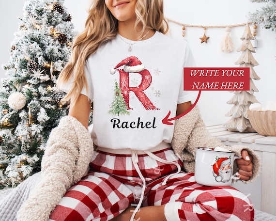 Camiseta navideña familiar, camiseta personalizada con nombre