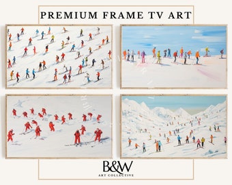 Frame TV Art Christmas Winter Ski | Holiday Ski Tv Art | Ski Christmas Art | Frame tv Winter art | Frame Tv art | DIGITAL DOWNLOAD TVQ1