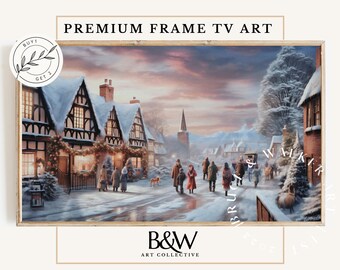 Rahmen TV Weihnachtsstadt Kunst | Winter Town Bilderrahmen TV Art | Weihnachten Tv Kunst | Winterkunst für Tv | Urlaub Kunst | DIGITAL-TV37