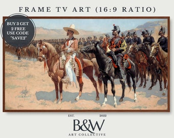 Samsung Frame TV Art | Vintage Westerns & Cowboys Kunst | Frederic Remington Western Gemälde | Vintage Dekor | Berühmtes Kunstpferd| DIGITAL TV30