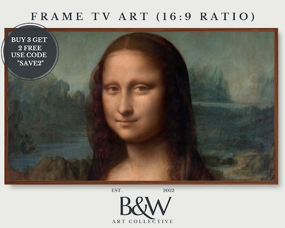 Samsung Frame TV Art | Vintage Portrait of Mona Lisa Art | Leonardo da Vinci Portrait Painting | Vintage Decor | Famous Art | DIGITAL TV26