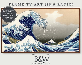 Samsung Frame TV Art | Vintage The Great Wave at Kanagawa Art | Hokusais Landschaftsgemälde | Vintage Dekor | Berühmte Kunst | DIGITAL TV27