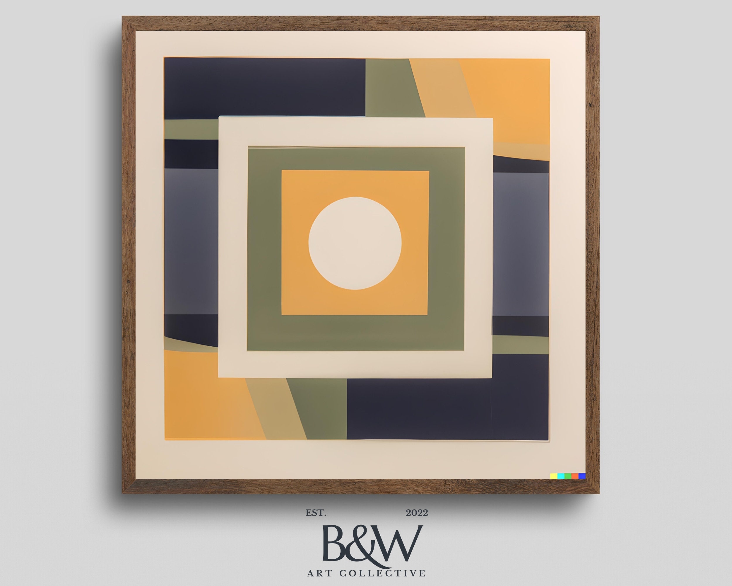 Vintage Yellow Minimalist Painting Square Abstract Art Etsy