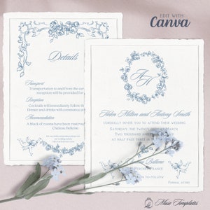Elegant Wedding Invitation Template, Baroque Classic 5x7, Editable Custom Printable Canva, Instant download