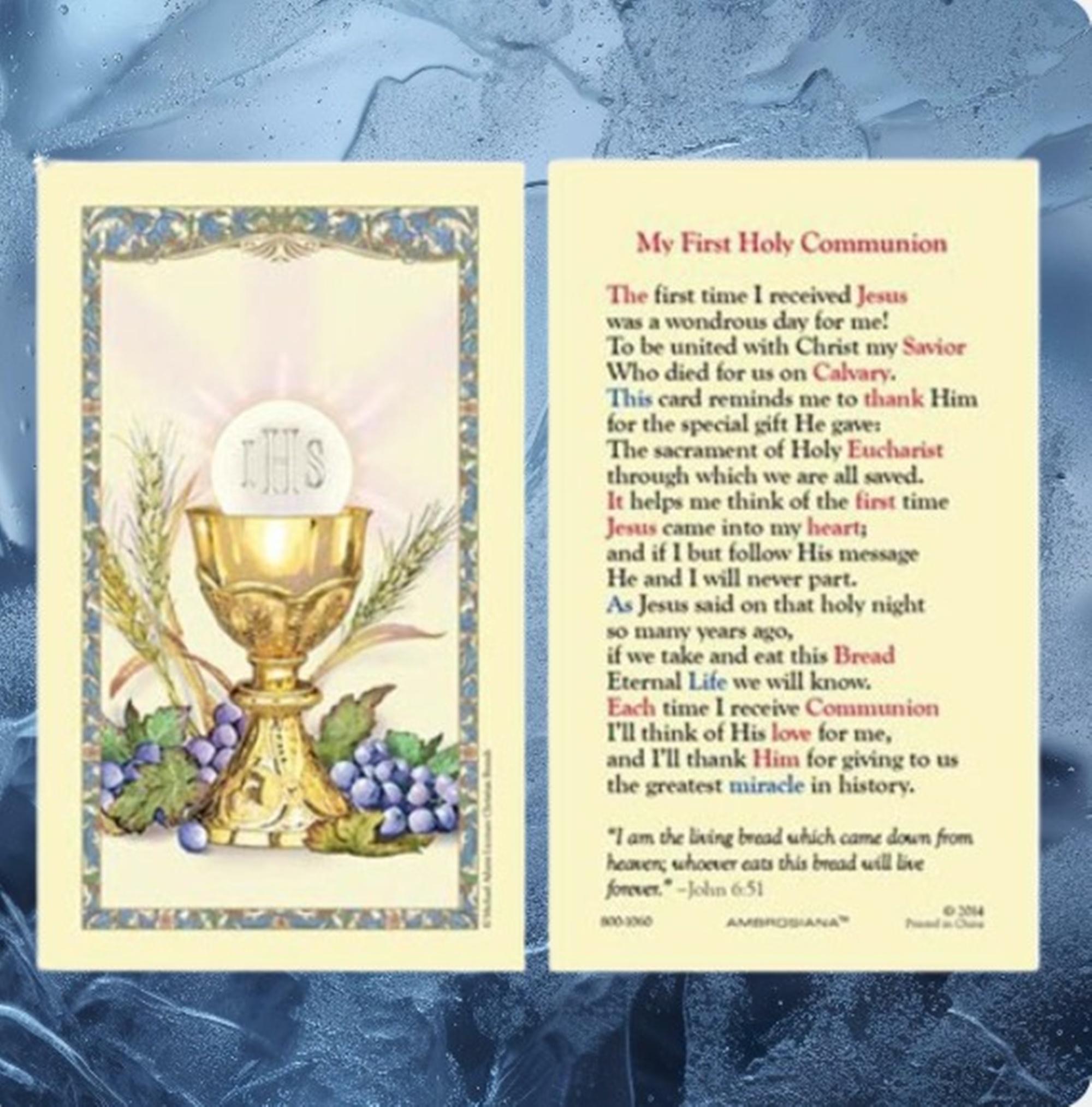 My First Holy Communion Laminated Prayer Card Catholic Sacrament - Etsy