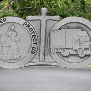 Pewter Travel Visor Clip Saint Christopher 18 Wheeler Trucker Catholic Driving Protection Religious Gift
