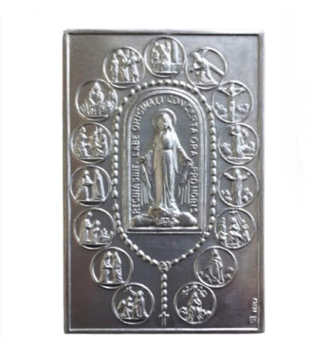 Catholic Mysteries of the Holy Rosary Metal Plaque With 15 Mysteries ...