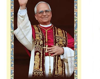 Pope Leo XIV Prayer Card Catholic Prayer For The Pope Waving In Celebration Holy Card