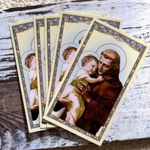 St Anthony of Padua  Holy Prayer Card Catholic Faith - Card Stock  Set of 5