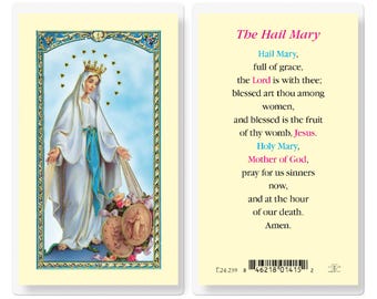 Hail Mary Prayer Our Lady of Grace Holy Card Laminated  Fratelli-Bonella Italian Artwork